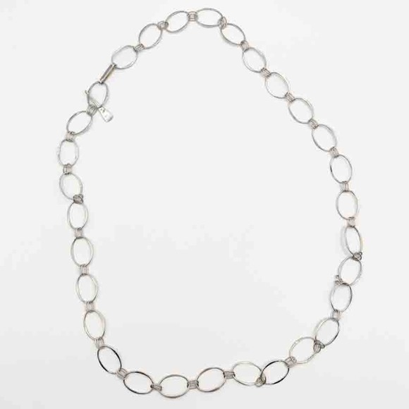 Robert Lee Morris Sterling Silver Necklace Wide Hoops ~36" Signed RLM Studio - Picture 8 of 12
